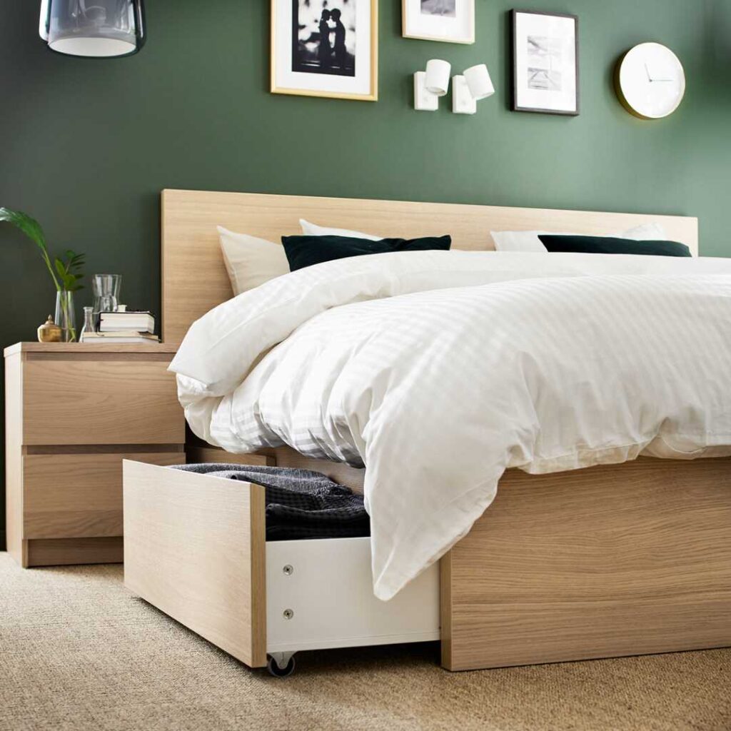 A bed with a drawer