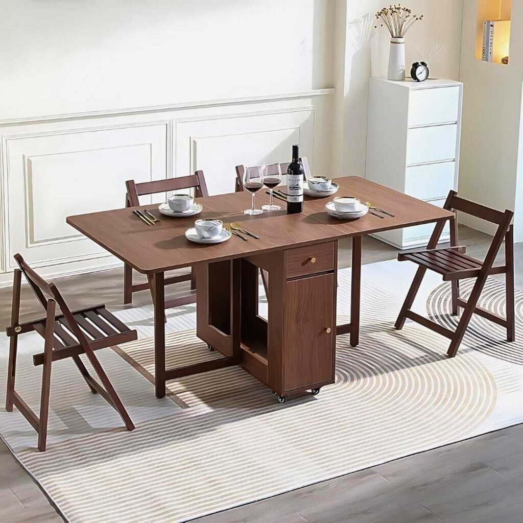 Extendable Drop Leaf Foldable Dining Table