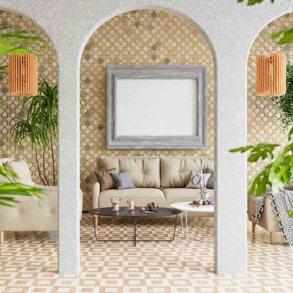 Mosaic Tile Walls with Modern Mediterranean Decor