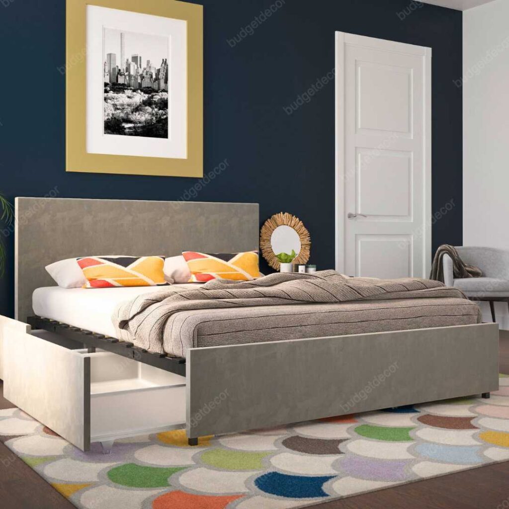 Novogratz Kelly Upholstered Bed with Underbed Storage Drawers