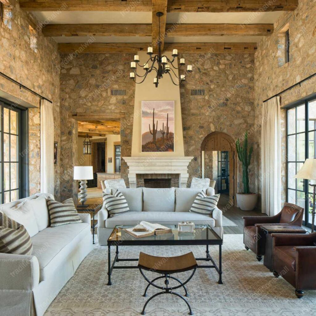 Stone Walls with Modern Rustic Interiors