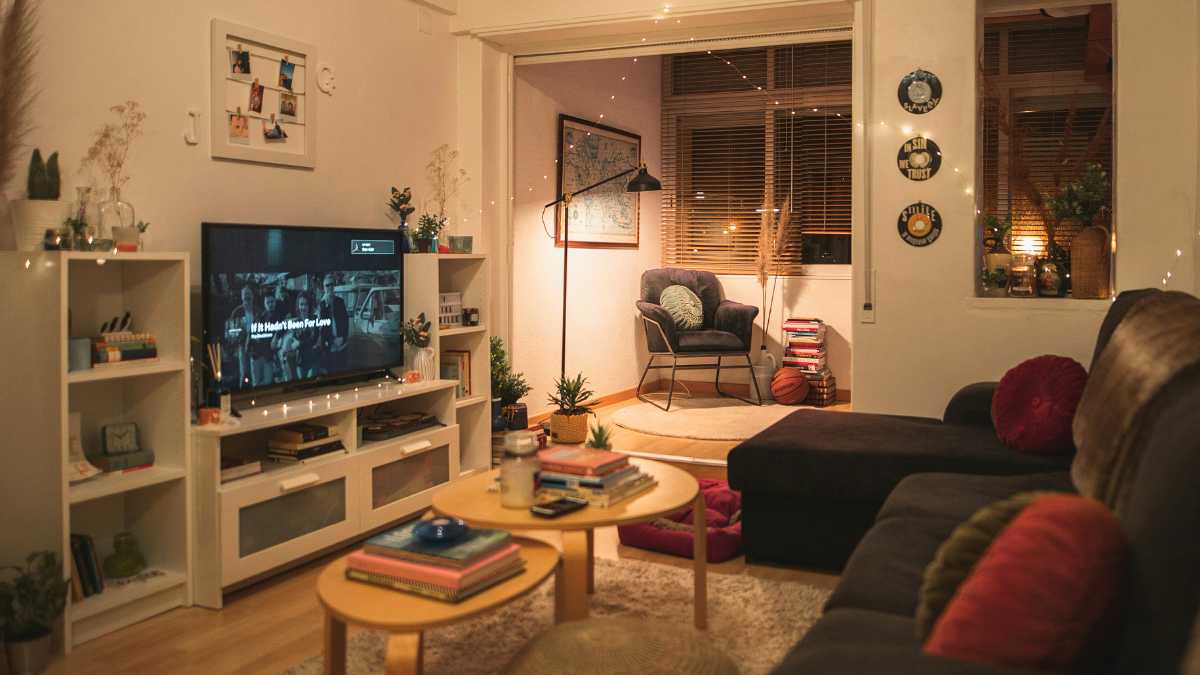 a cozy tv room