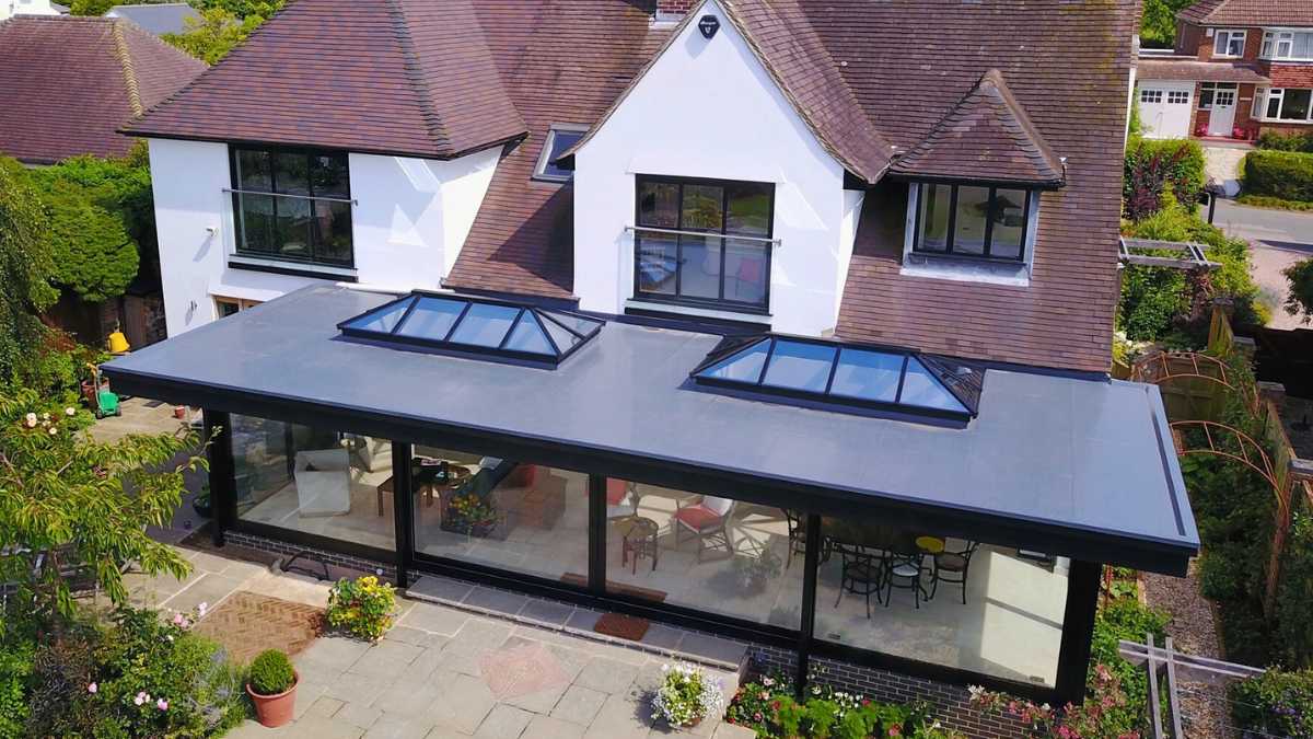 a house with roof lantern extension