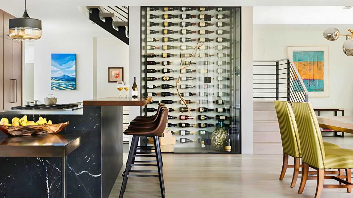 a room with simple wine storage