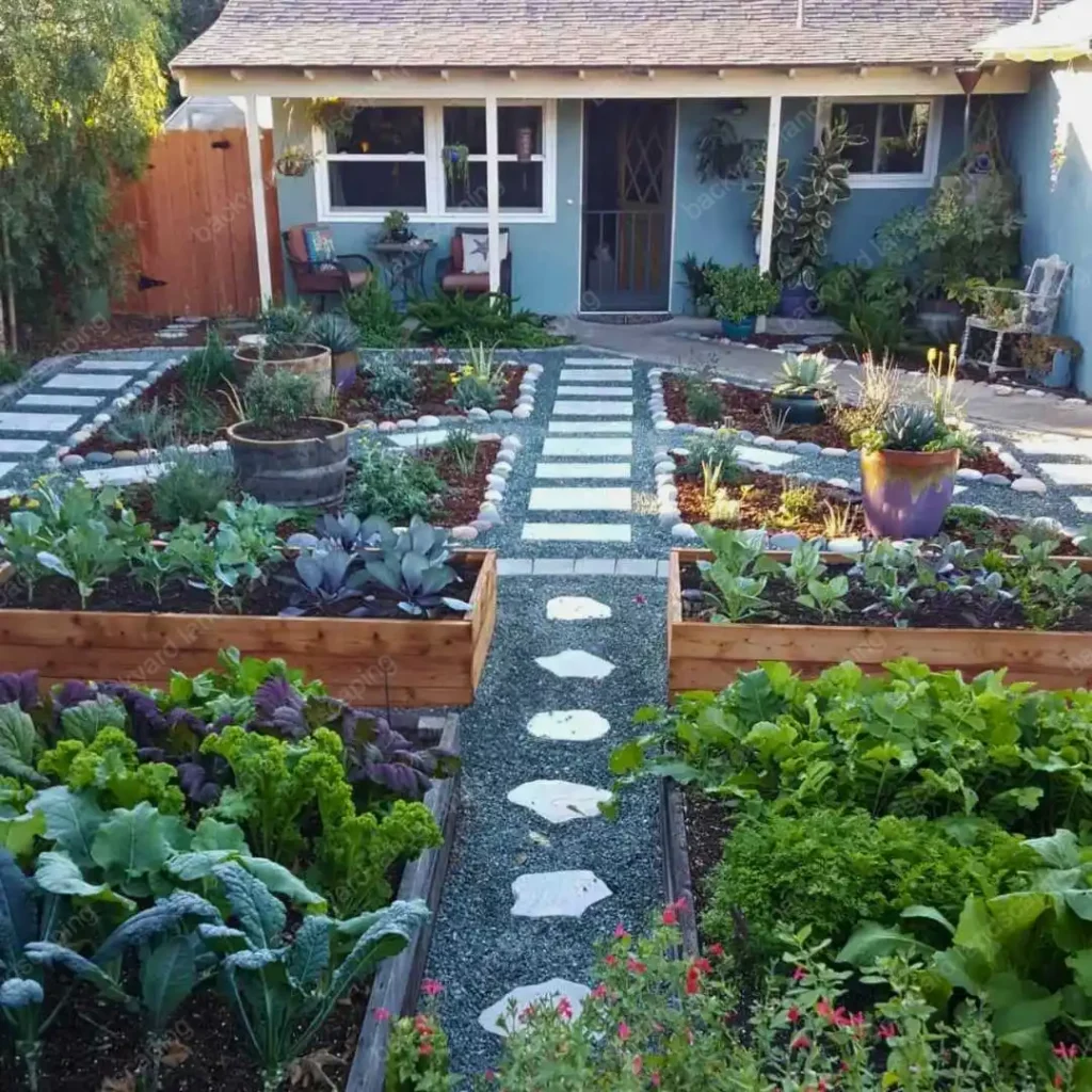 backyard with vegetable garden