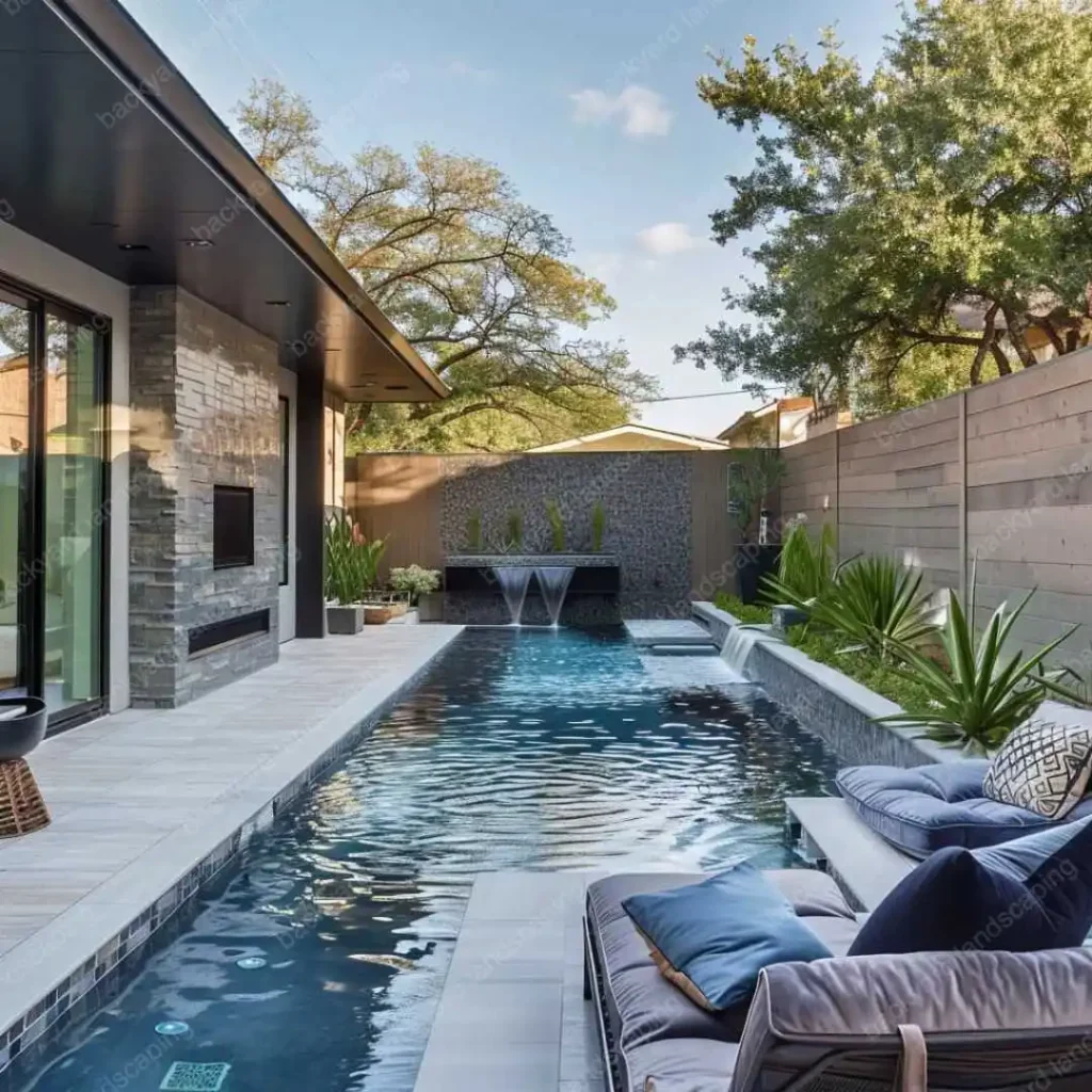 backyard with water feature