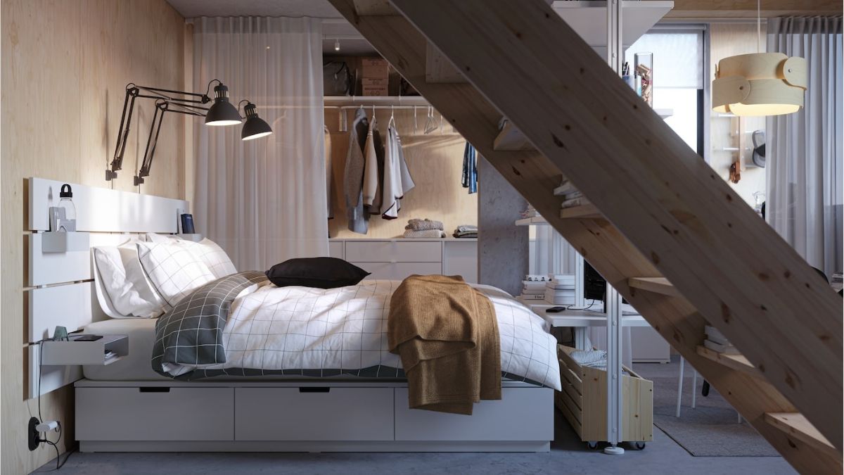 a bedroom with ikea malm bed