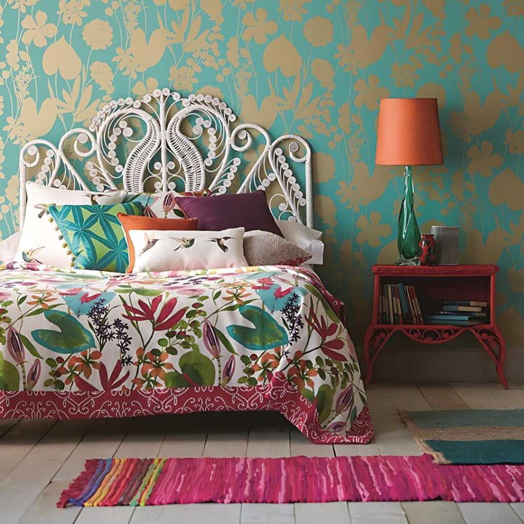 a bohemian style bedroom