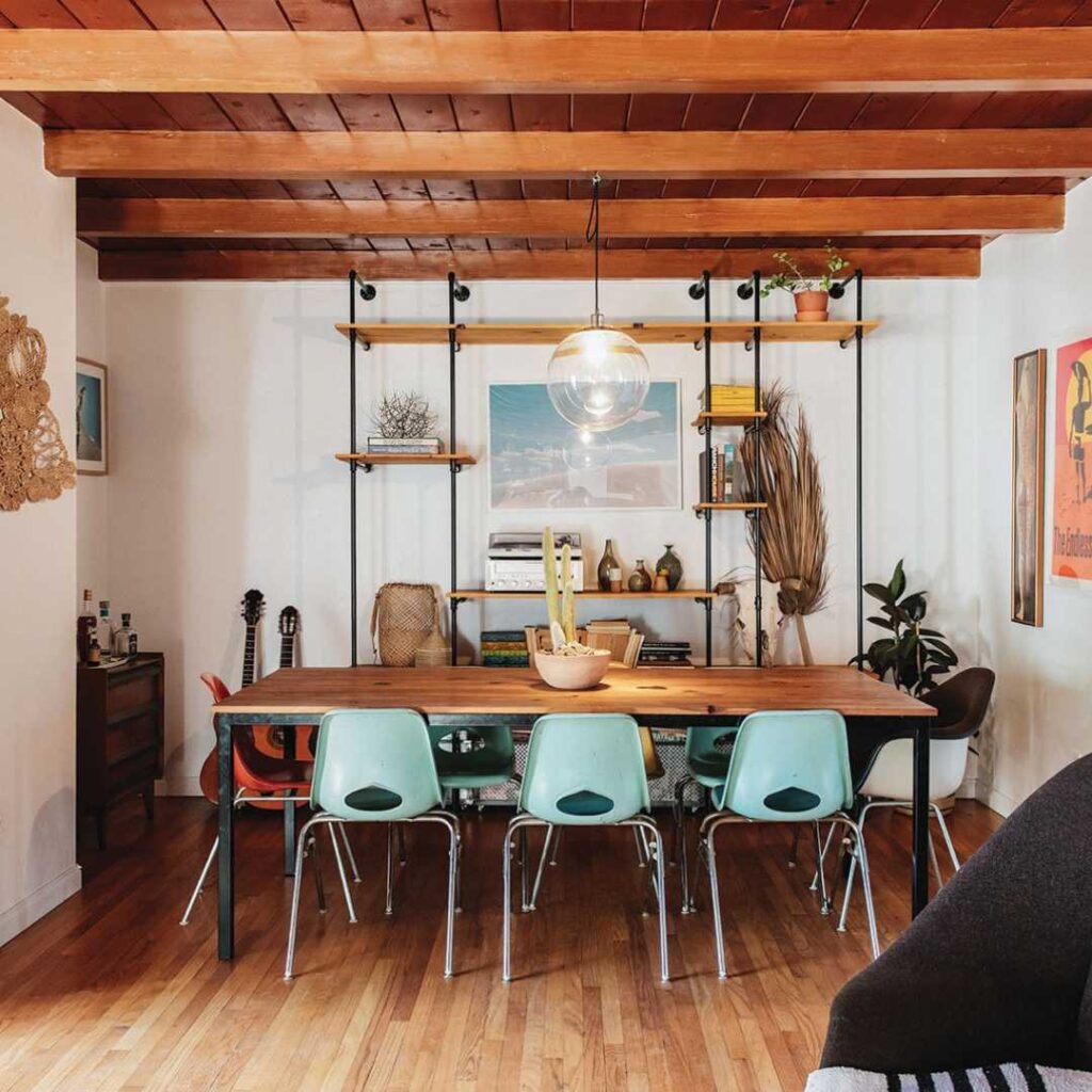 a boho dining room style