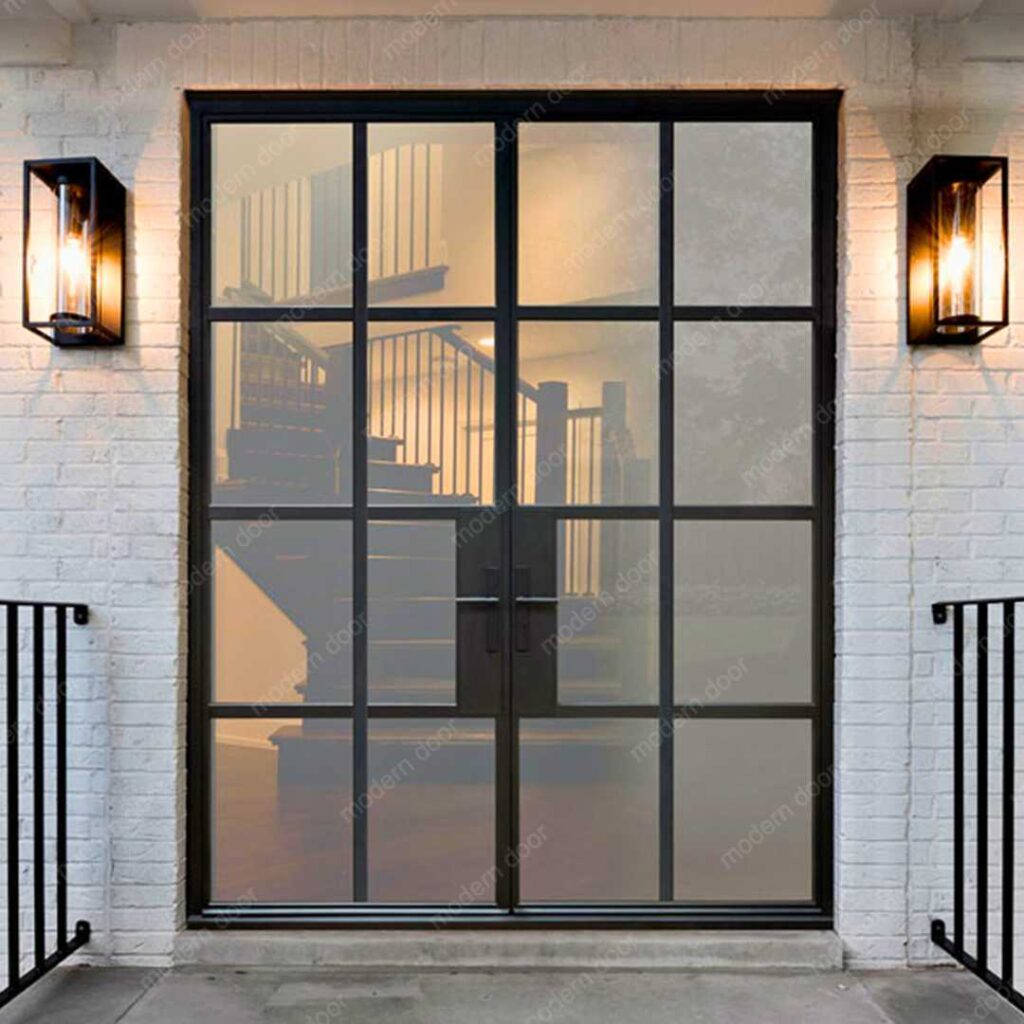 classic french frosted glass double front door