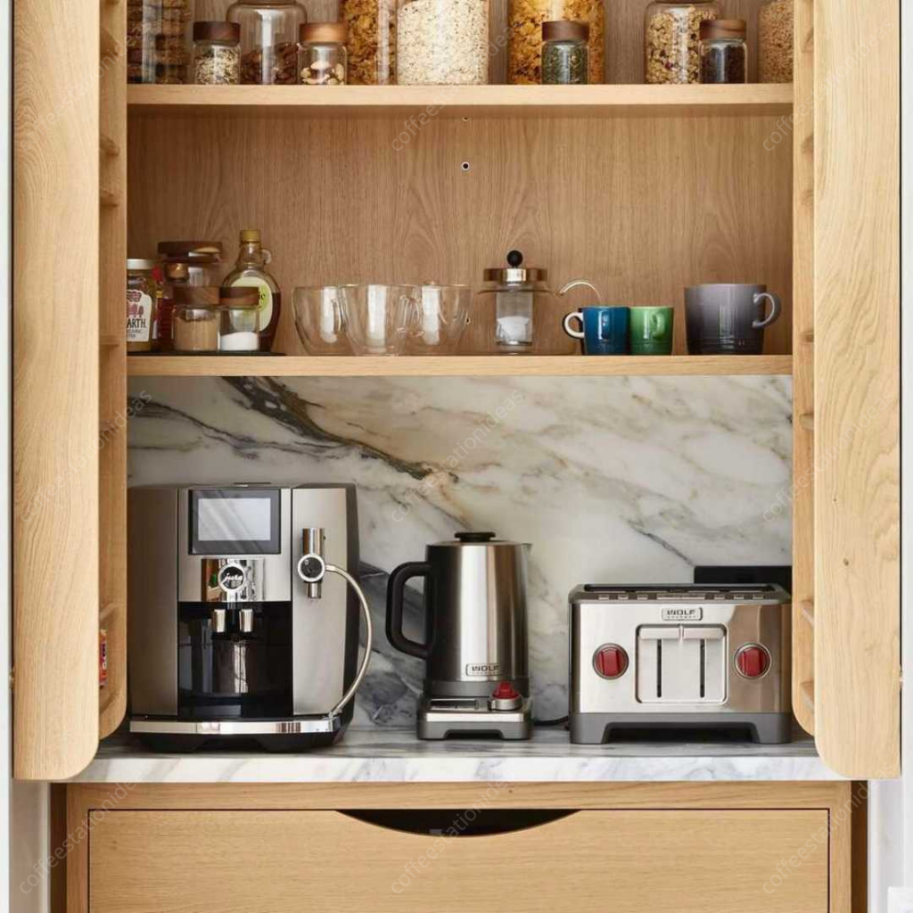 coffee station with backsplash