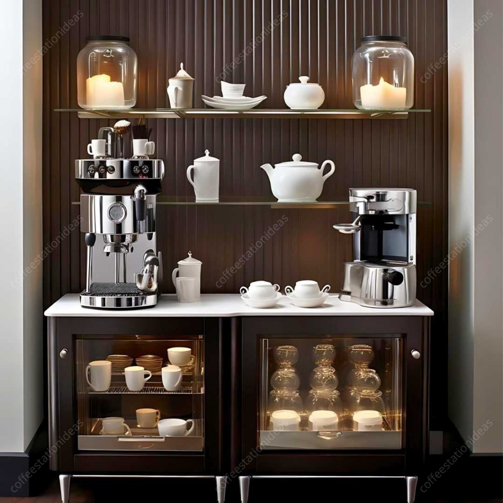 coffee station with contrast in material