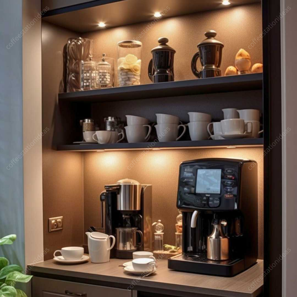 coffee station with lighting