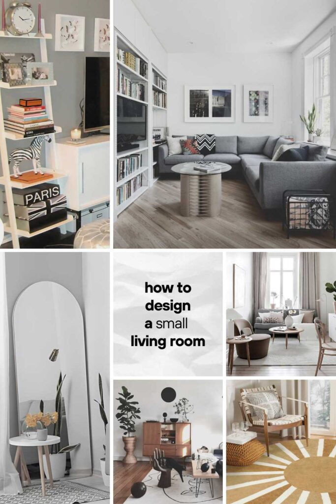 a pinterest pin about designing a small living room