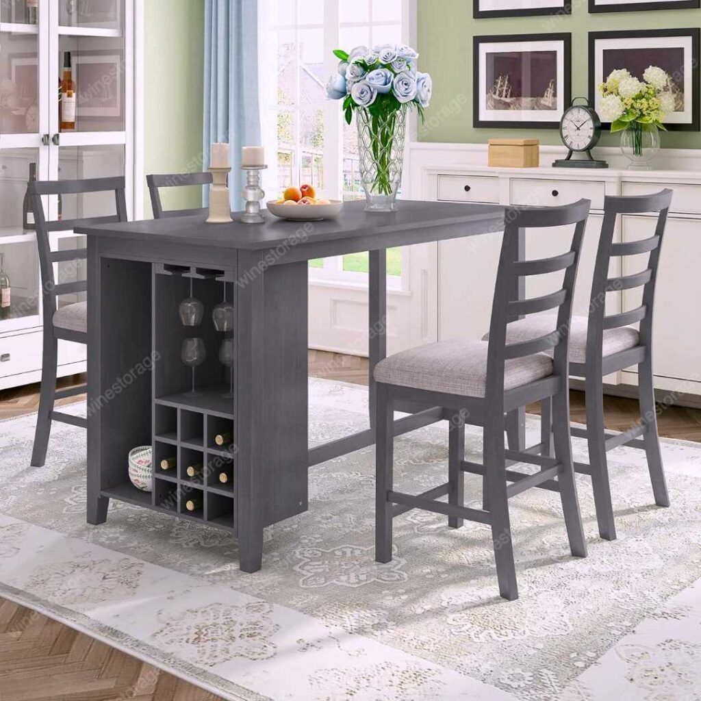 dining table with a wine storage