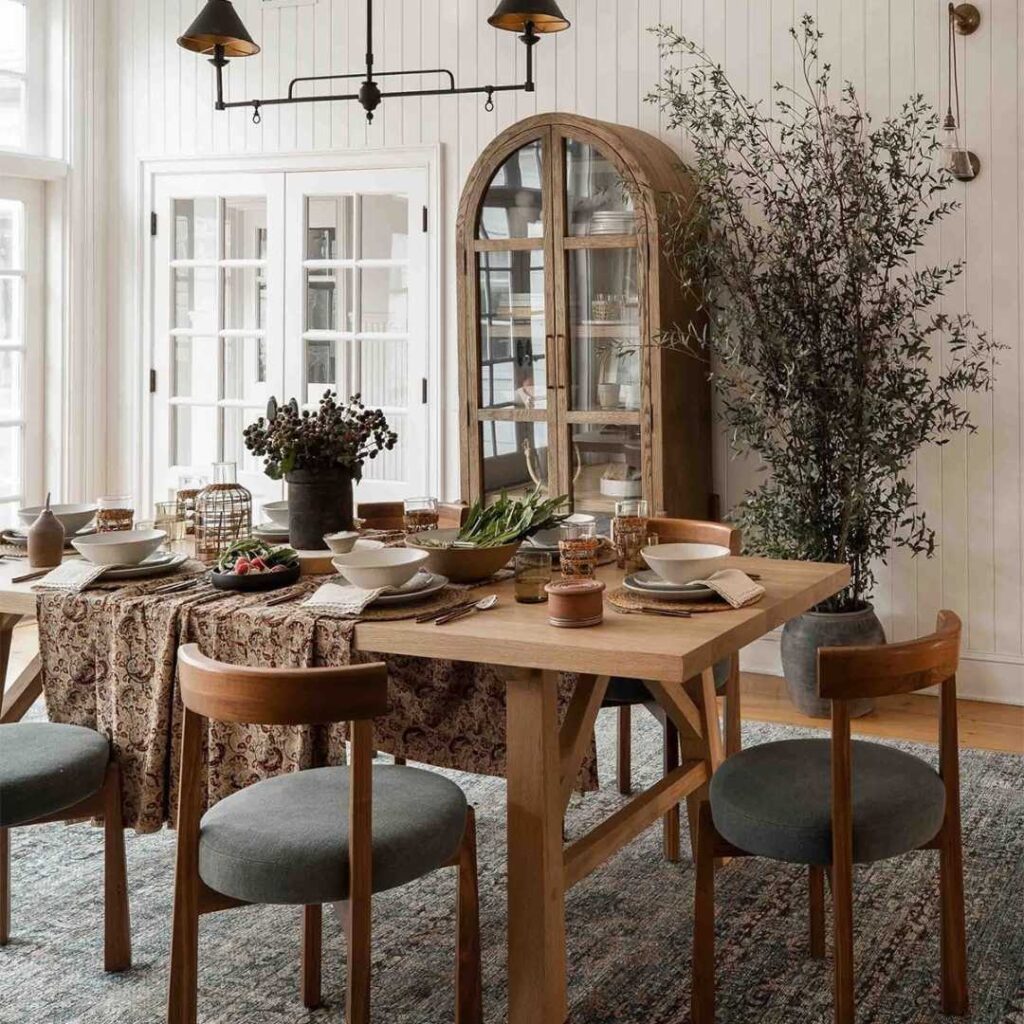 a farmhouse dining room style