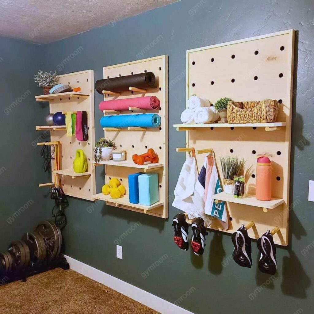 home gym room pegboard