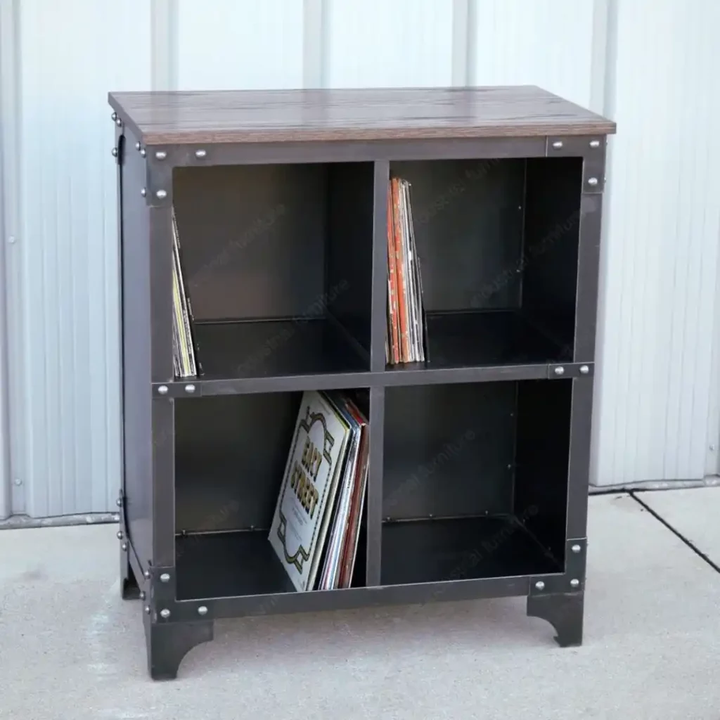 industrial vinyl bookcase