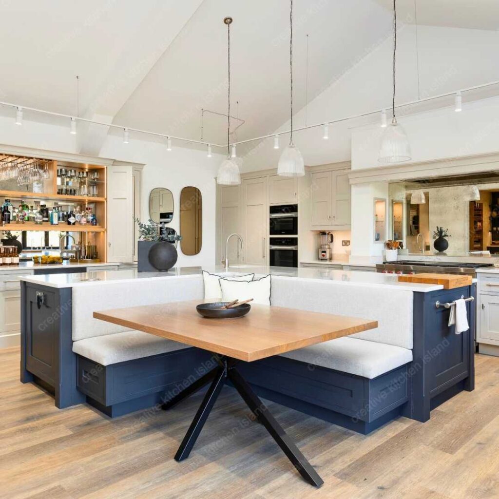 kitchen island with l shaped bench