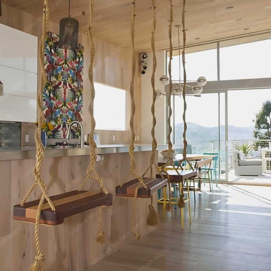 kitchen island with swing as seating