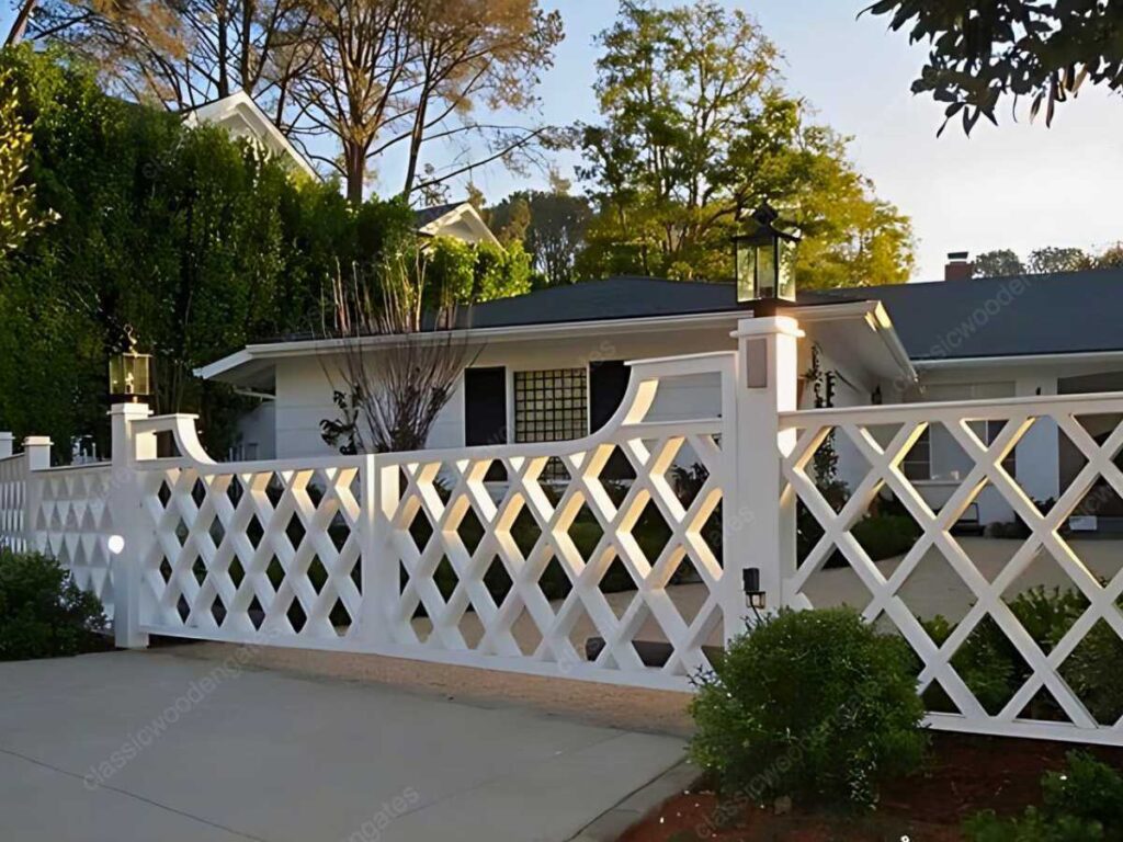 a lattice classic wooden gate