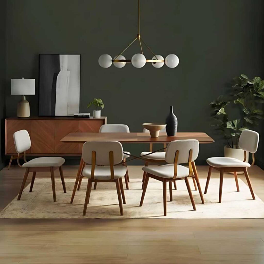 a midcentury modern dining room style