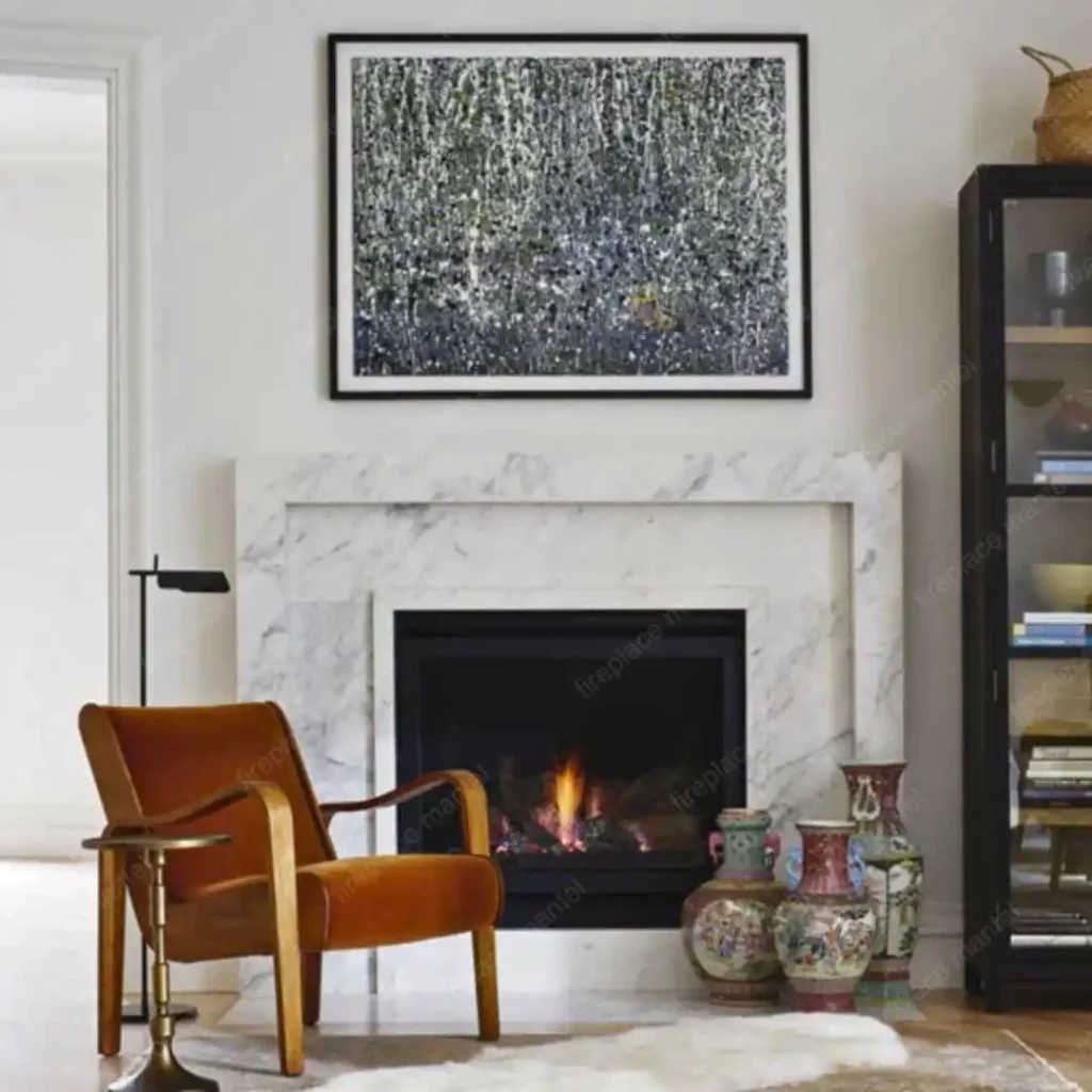 a modern fireplace mantel