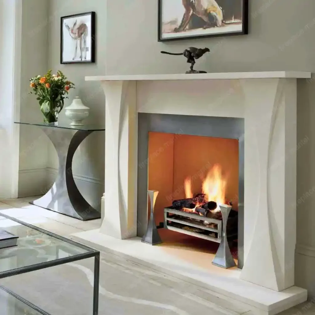 an accented modern fireplace mantel