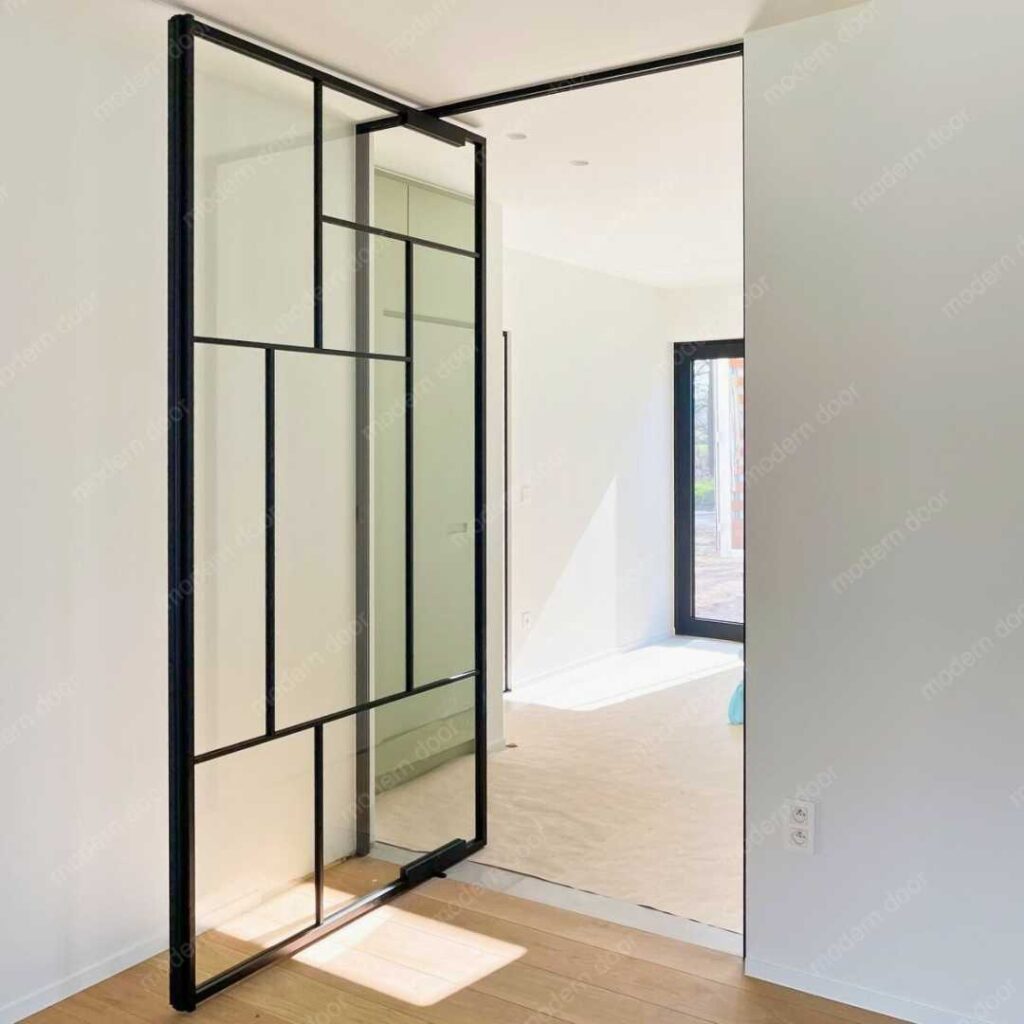 modern glass pivot front door