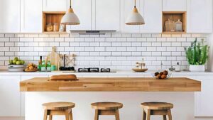 an idea for kitchen with modern backsplash design