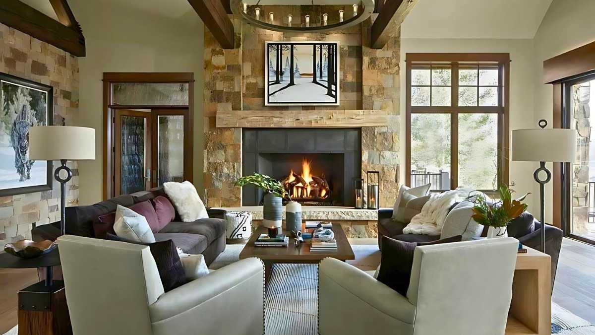 a modern rustic interior design in living room