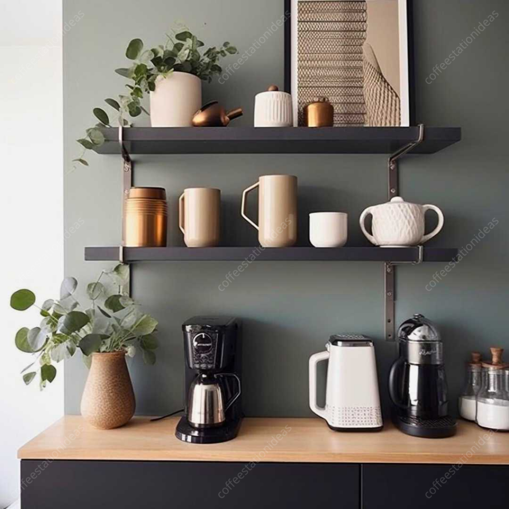 open shelves coffee station