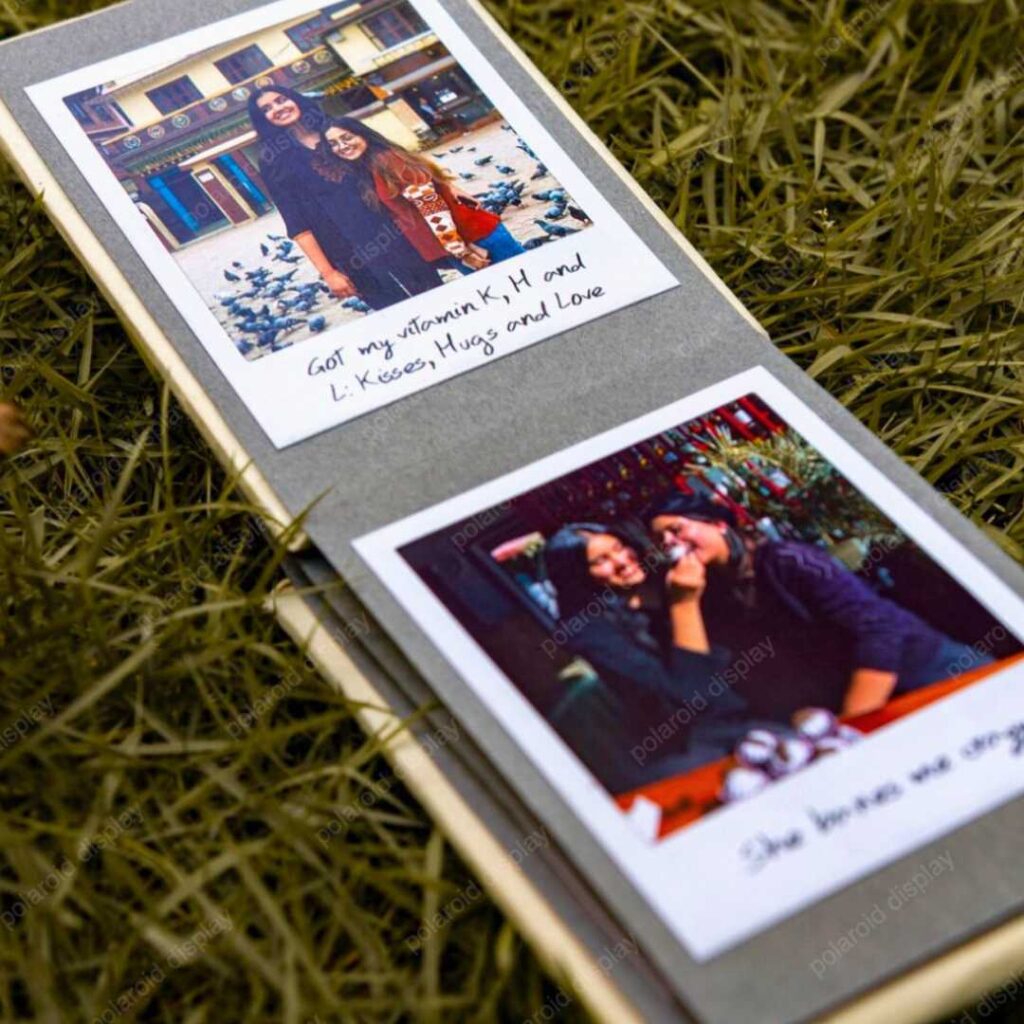 polaroid photo display with photo album