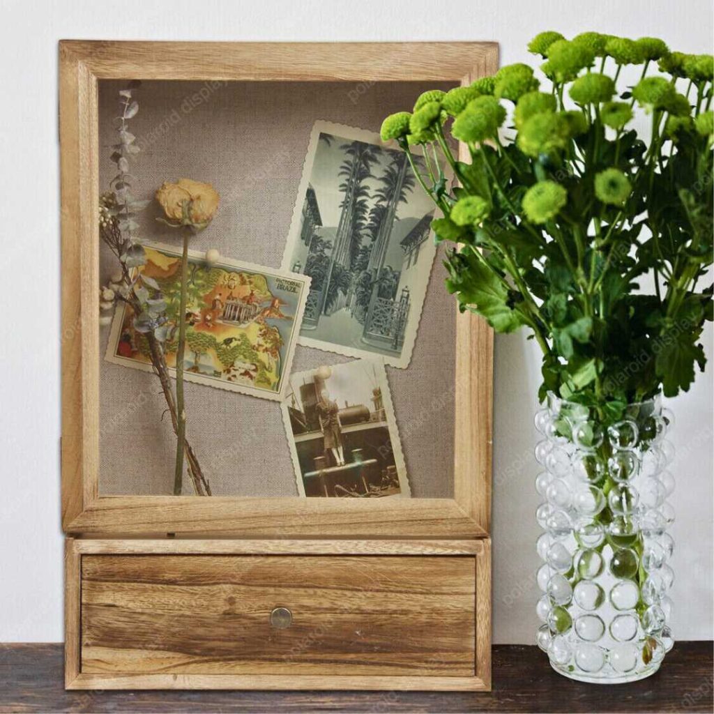 polaroid photo display with shadow box