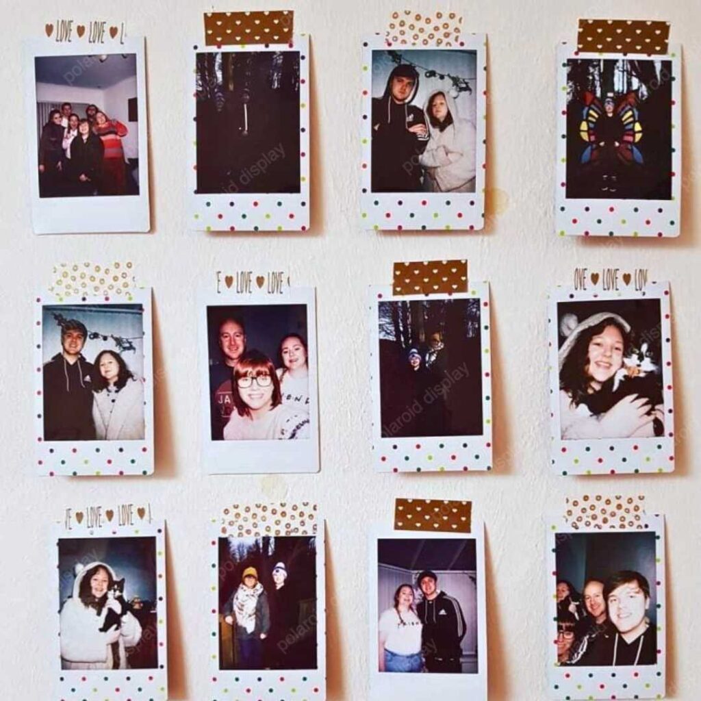 polaroid photo display with washi tape