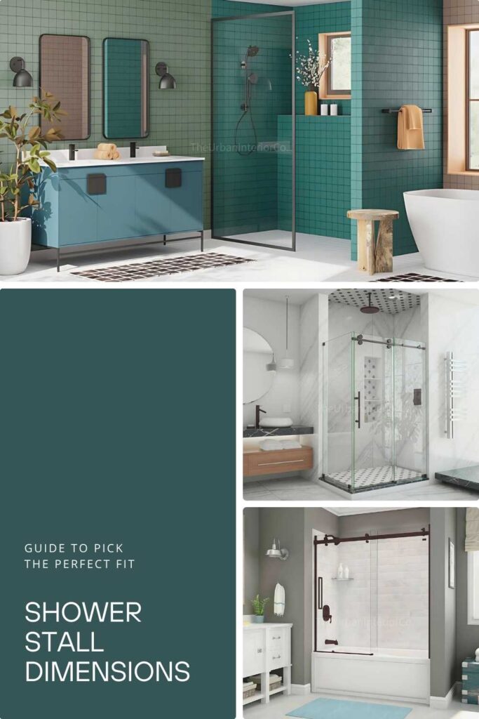 a pinterest pin about shower stall dimensions guide