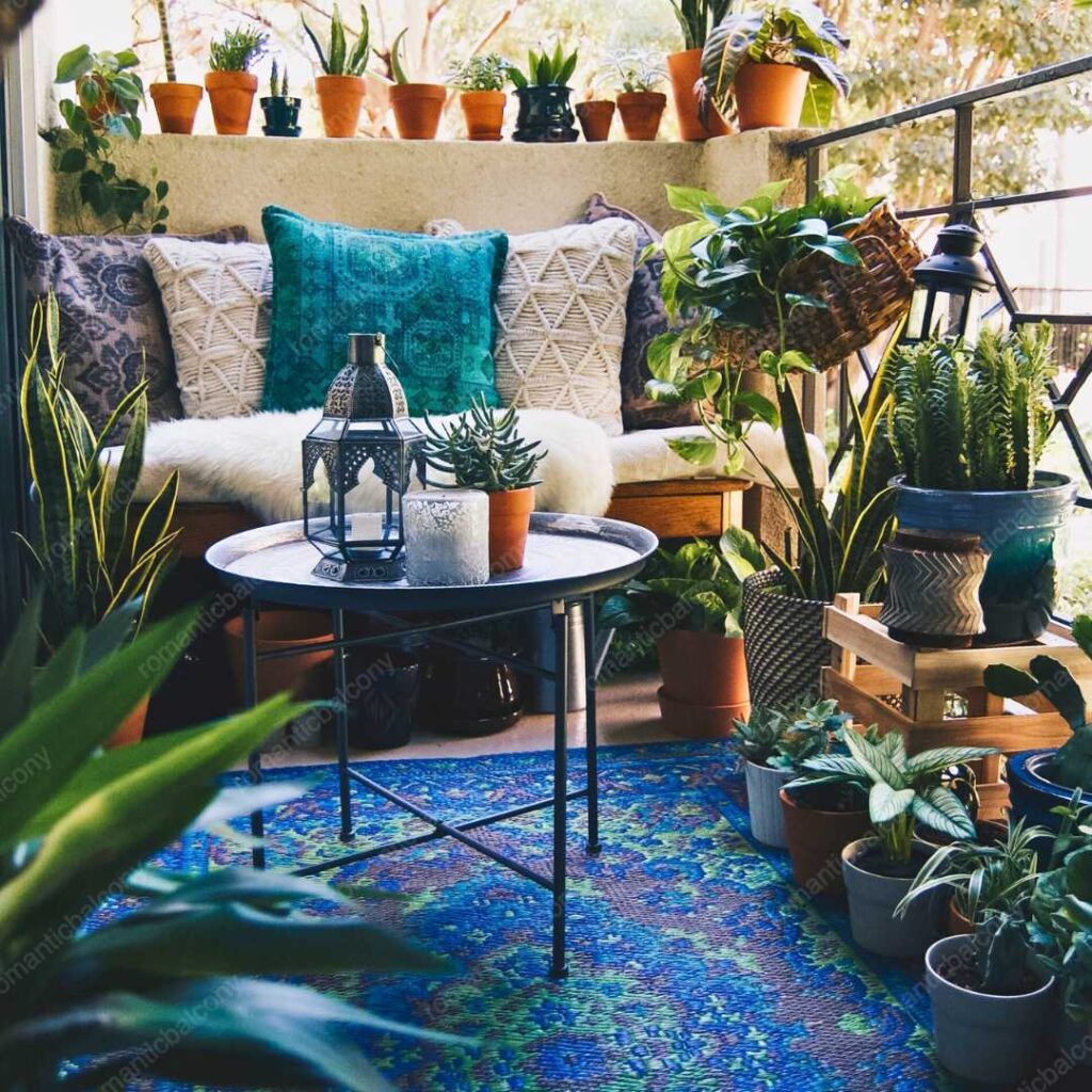 small balcony with Outdoor Rug and Cushions