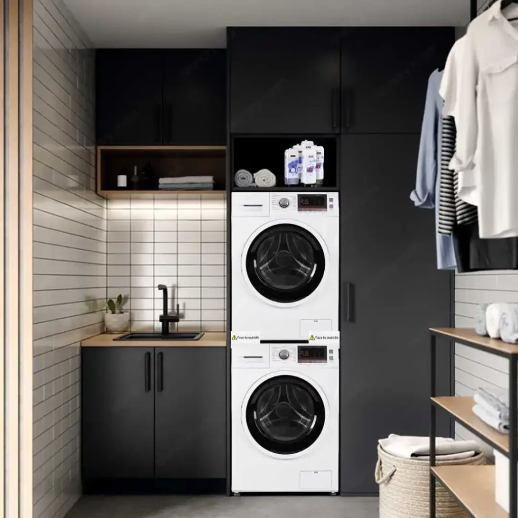 laundry room with stacked washer dryer