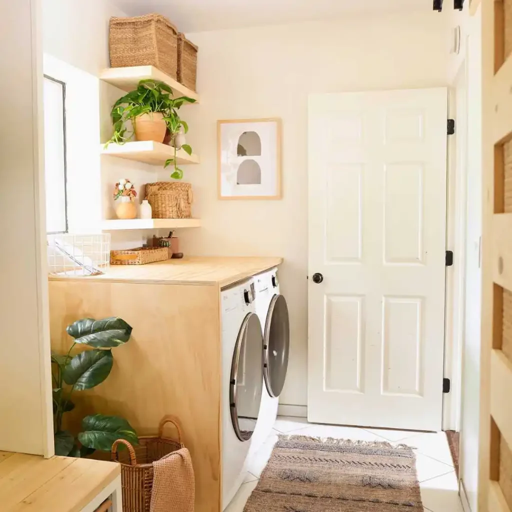 laundry room with open shelves