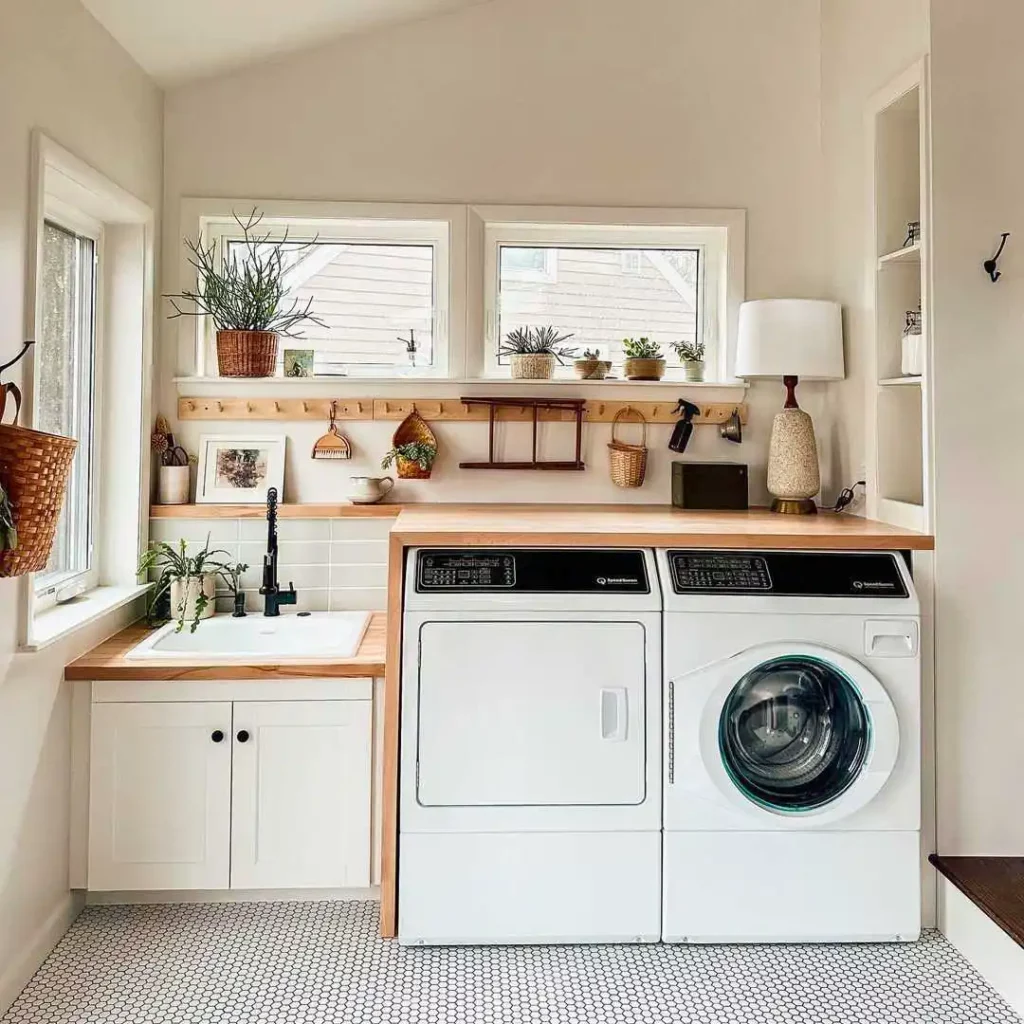 laundry room with open shelves and sink