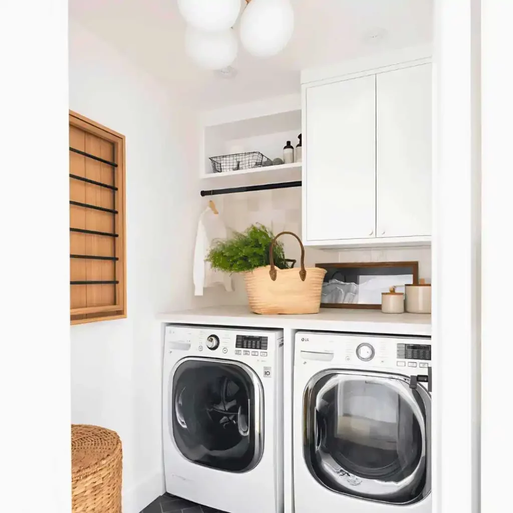 small laundry room with foldable hanger