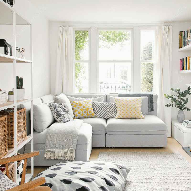 small living room with l sofa