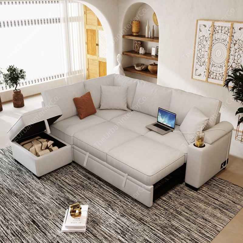 small living room with multipurpose sofa