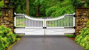 a white wooden gate