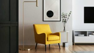 a yellow armchair in modern design living room