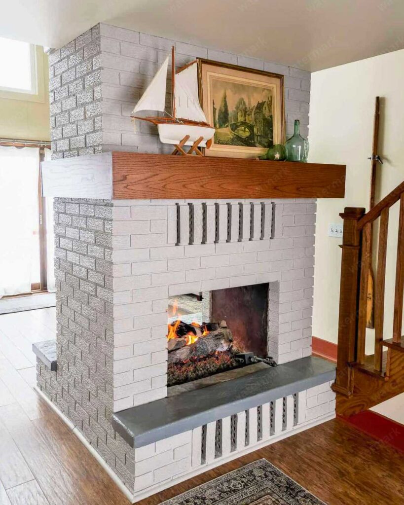 Double-Sided Brick Fireplace