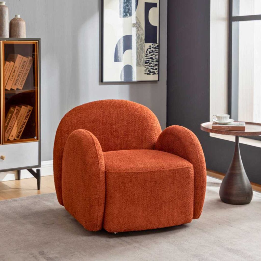 Jacquari Upholstered Swivel Barrel Chair