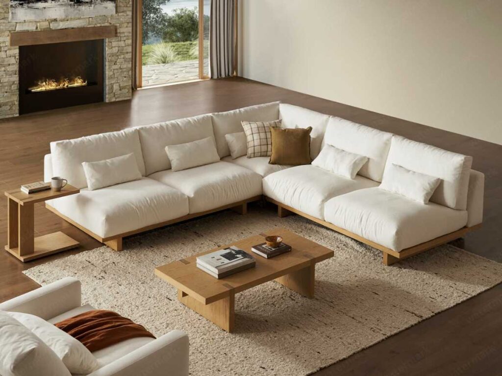 Mori Performance Fabric Armless L-Shape Sectional Sofa