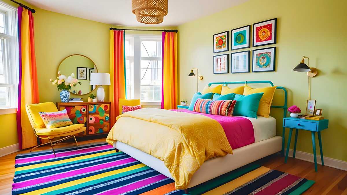 a colorful bedroom