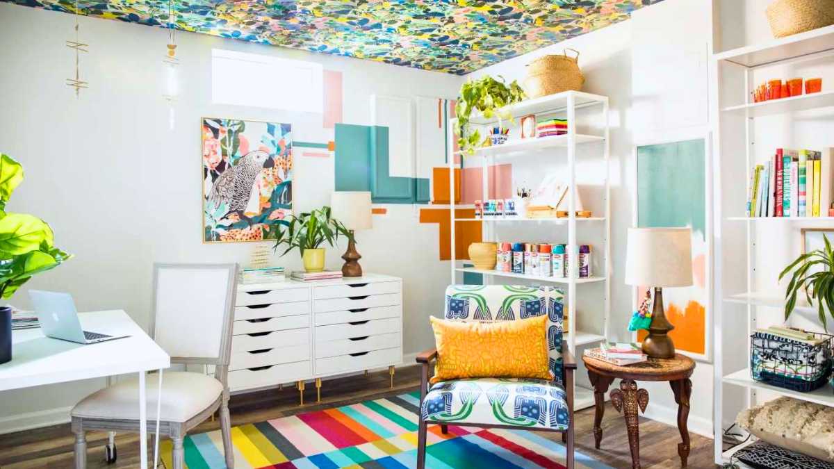 a colorful craft room